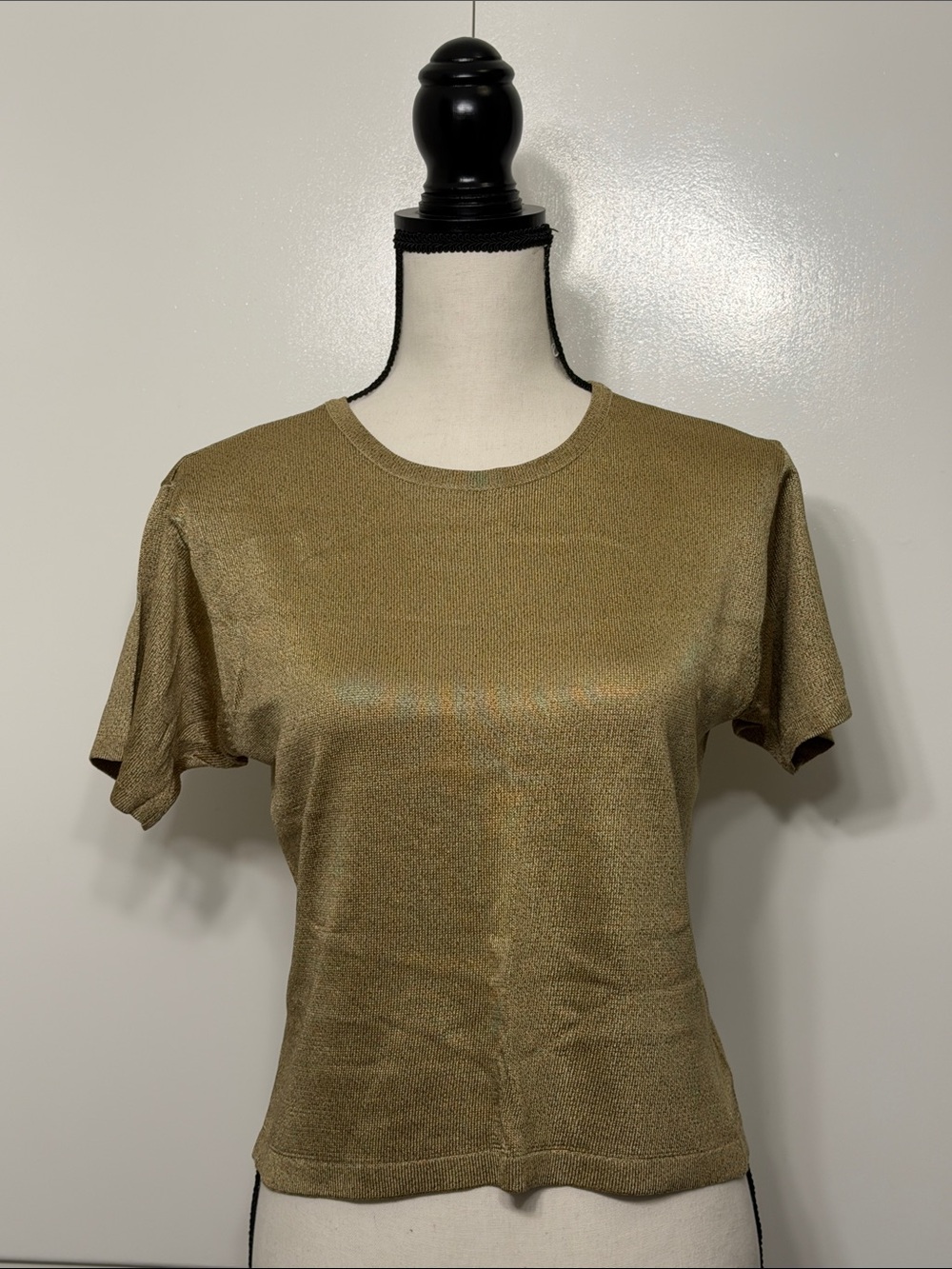 90s Vintage Liz Claiborne Collection Gold Metallic Knit Top